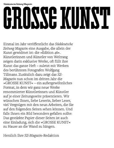 GROSSE KUNST - Editorial