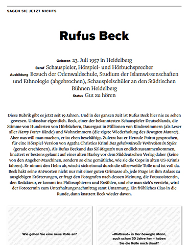 Sagen Sie jetzt nichts